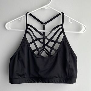 Black Calia Sports bra strappy cross front detail